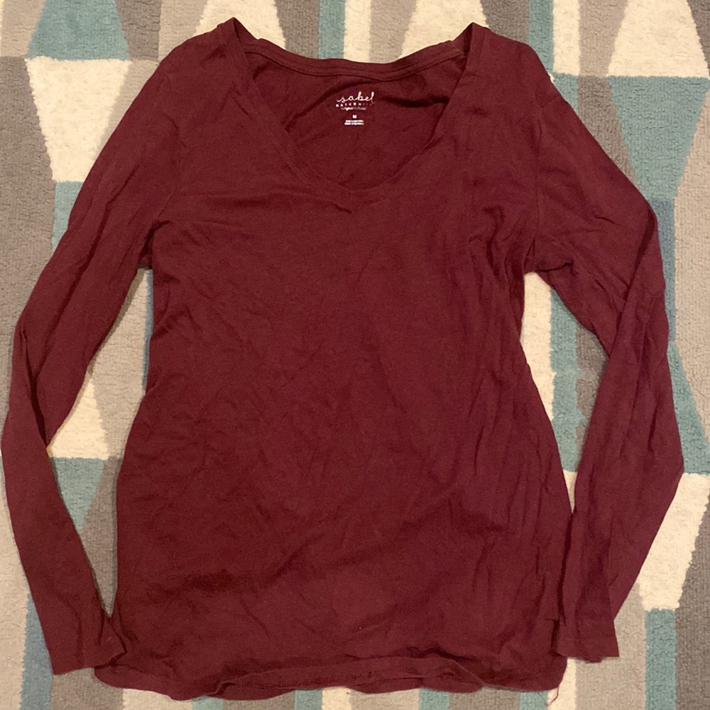 Isabel maternity long sleeve maroon top size medium